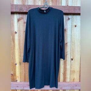 Eileen Fisher XL Black Long Sleeve Top Tunic Viscose Blend side slit *593